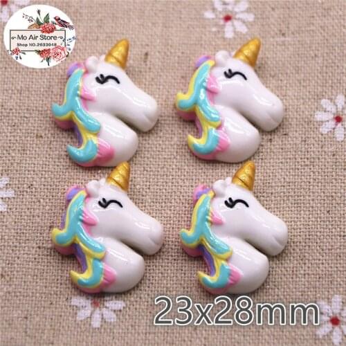 10pcs unicorn cartoon animal colorful Resin Flat back Cabochon Art Supply Decoration Charm Craft
