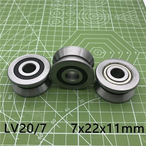 2019 7mm 0.276 Inch V Groove Guide Roller Bearings Lv20/7 Zz V-22 Lv2017 Rv20/7-10 7*22*11 (precision Double Row Balls) Abec-5