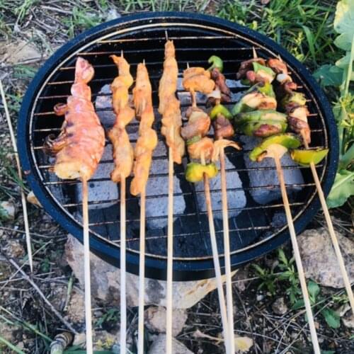 2021 Outdoor Folding Portable Barbecue Grill Barrel Stove Round Charcoal BBQ Grill Small Household Camping Picnic Furnace