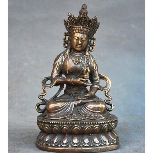 6.4" Old Tibet Buddhism Bronze Vajrasattva Vajrasattra Buddha Statue Sculpture
