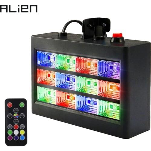 ALIEN Remote Control 12 LED RGB White Strobe Stage Lighting Effect Disco DJ Bar Holiday Party Christmas Flash Sound Active Light