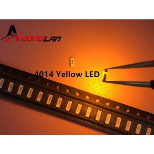 Free shipping 100pcs 4014 smd led yellow Surface Mounted .4.0*1.4mm light emitting diode 0.2w chip led