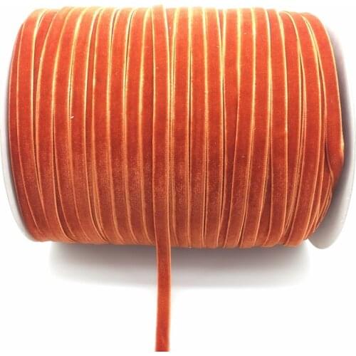 Free Shipping 5 yds 1/4 "(6mm)Wide Orange Velvet Ribbon Vintage Headband Clips Bow Decoration #6mRS15