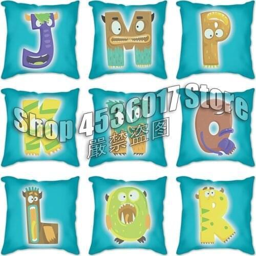 Turquoise blue Animal Letter Decorative Cushion Cover Polyester Throw Pillows Home Decor Pillowcover Decorative Pillowcase