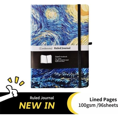 A5 Hard Cover Vincent Van Gogh Starry Night Ruled Journal Lined Notebook