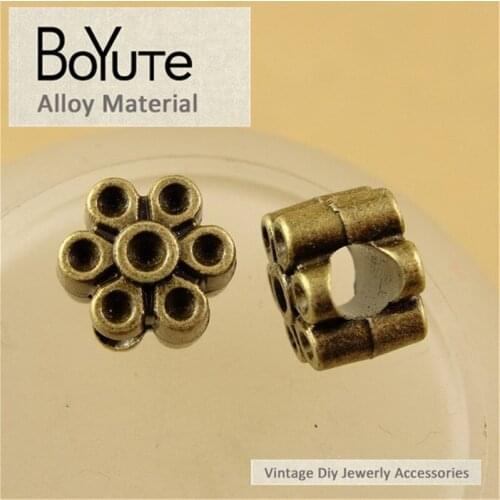 BoYuTe (60 Pieces/Lot) 10MM Zinc Alloy Materials Antique Bronze Plated Vintage Hole Beads Diy Jewelry Making Findings