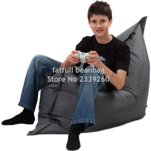 Cover only No Filler - Grey outdoor bean bag chair, Living room beanbag sofa seat furniture, Garden portable patio sofas