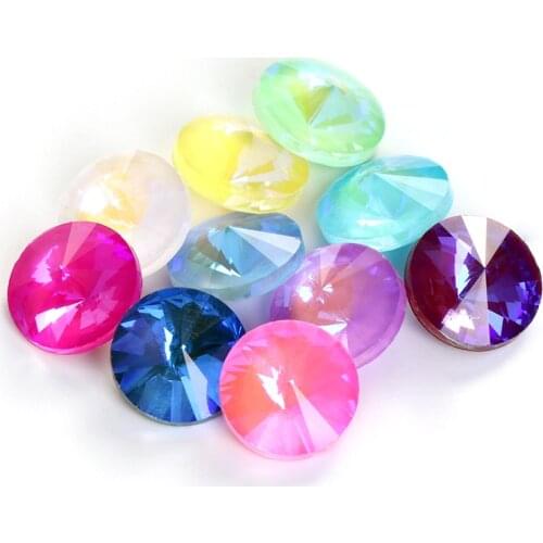 Astrobox 50pcs Rivoli Mocha Fluorescence Crystal Rhinestone Decorative Crystal Glass Beads Stone DIY Clothing Jewelry Making