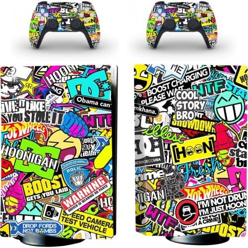 Graffiti Booming PS5 Standard Disc Edition Skin Sticker Decal for PlayStation 5 Console & Controller PS5 Disk Skin Sticker Vinyl