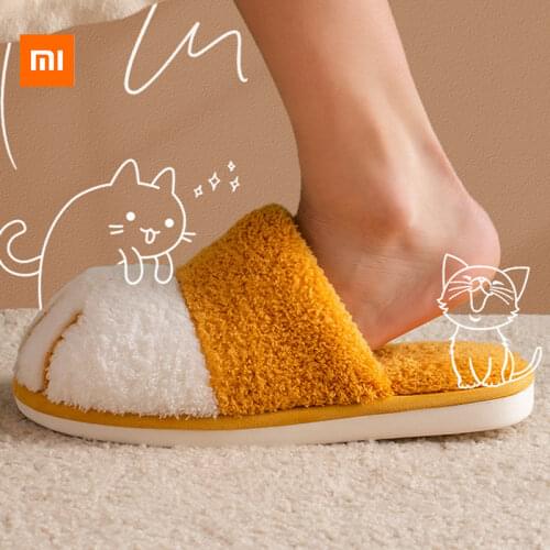 Xiaomi Youpin cotton slippers female autumn and winter home cat paw cartoon cute couple warm indoor plush slippers male