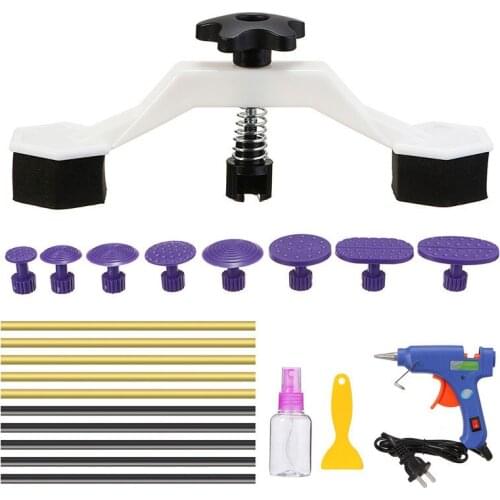 1 Set Paintless Auto Car Dent Repair Body Damage Fix Tool Pulling Bridge Puller Dent Removal Glue Tabs Hand Repair Tools Kit Set