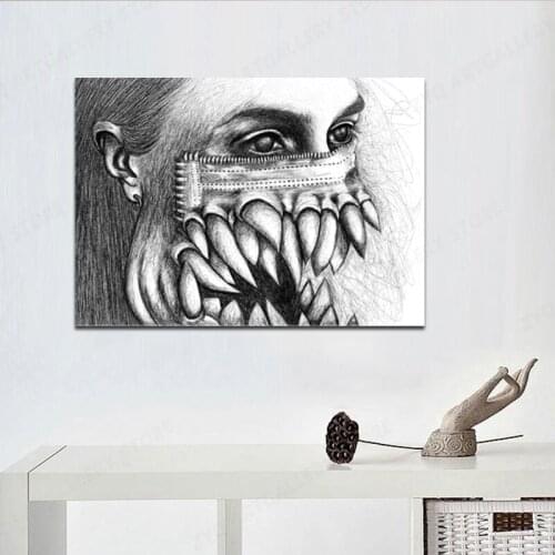 Masked Dilemma Portrait Oil Painting Posters and Prints on Canvas Wall Art Picture for Living Room Cuadros Home Decor