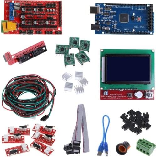 3D Printer Kit 2560 R3+RAMPS 1.4 Controller+LCD 12864+5 A4988 Stepper Driver 203B