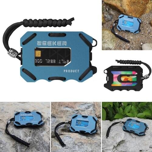 Metal Wallet Front Pocket Wallet Slim Credit Card Wallet with Paracord for Cards and Notes by Zeeker