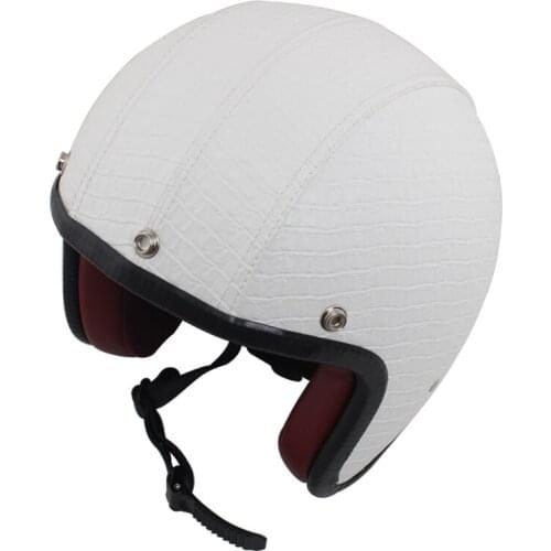 Motorcycle Retro Half Face Helmet Vintage White Crocodile For Chopper Scooter Cruiser Motocross Racing Rider Biker Safety Helmet