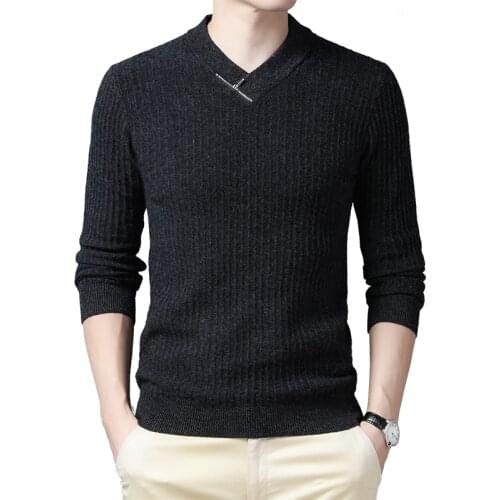 Male Zipper Cashmere Jumpers Autumn Winter Casual 100% Merino Wool Sweater Long Sleeve Men Pure Wool Knitwear Pullovers