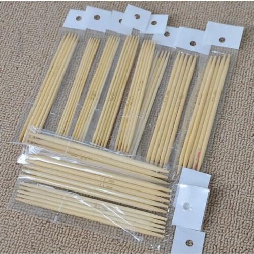 [2.0mm-5.0mm] 55Pcs 11sizes 5'' 13cm Smooth Handle Double Pointed Bleached Bamboo Knitting Needles Set For Yarn Weave Tools