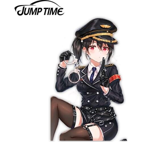Jump Time 13cm x 5.9cm Car Sticker Sexy Uniform Anime Girls Decals Funny Laptop Motorcycle Surfboard Waterproof Vinyl Car Decor