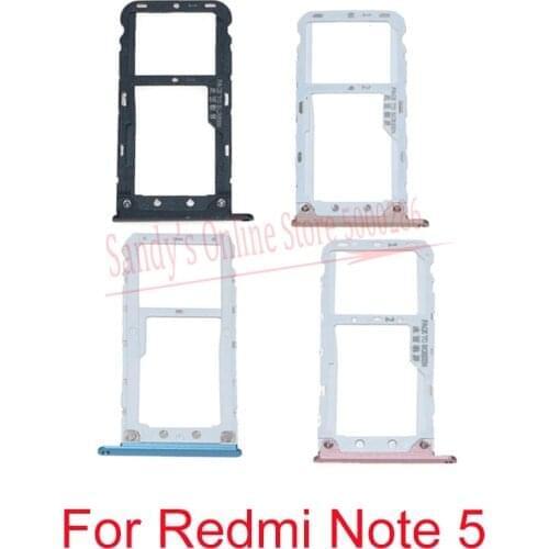 New Sim Card Tray Reader Holder For Xiaomi Redmi Note 5 Note5 Sim Tray Card Holder Slot Adapters Repair Parts For Redmi Note 5