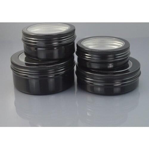 Empty,black 60g 80g Aluminum Pot Jars,Cosmetic Containers,With Lids,aluminum jar with window,empty cream jar F20173295