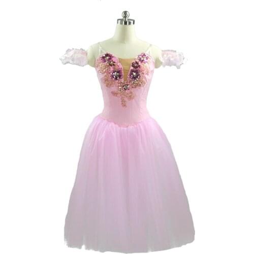 Pink Fairy Romantic Ballet Tutu Dress Professional Soft Tulle Long Ballet Dress Stage Performance Skirt pink romantic tutu