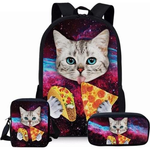 Cat Printed School Bags For Girl Backpack Boy Casual School Book Bags Child Laptop Backpack 3D Customized Adorable Set