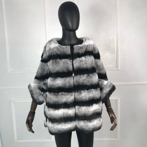 Genuine Natural Rex Rabbit Fur Coat Women Winter Fashion Jacket With Batwing Sleeves Multicolor Outwear Warm Zipper Stylish