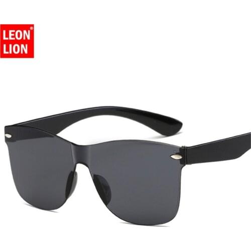 LeonLion 2021 Fashion One-piece Colorful Sunglasses Women Retro Fashion Rimless Sun Glasses Womens Vintage Luxury Brand Eyewear