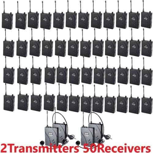 High quality Takstar UHF-938 UHF wireless tour guide System 50m operating range 2 Transmitters+50 Receivers+50 earphones