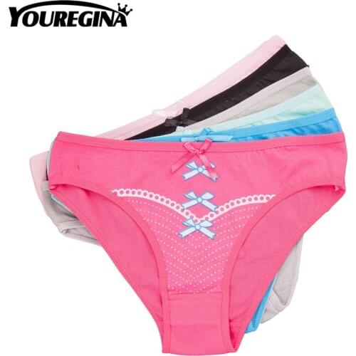YOUREGINA Sexy Womens Underwear Cotton Womens Briefs Ladies Panties Breathable Girls Lady Soft Bowknot Female 6pcs/lot M L XL