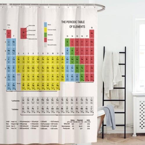 3D Print Shower Curtain Periodic Table of Elements Bathroom Curtains Waterproof White Fabric Curtain For The Bath