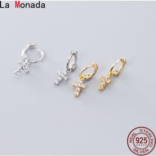 La Monada Hoop Earrings For Women Silver 925 Fine Women Earrings Jewelry Corss Charm Hoop Earrings 925 Sterling Silver Women 1