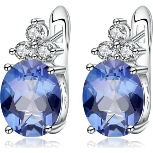 Gems Ballet 4.74Ct Natural Iolite Blue Mystic Quartz Gemstone Stud Earings 925 Sterling Silver Womens Earrings Fine Jewelry