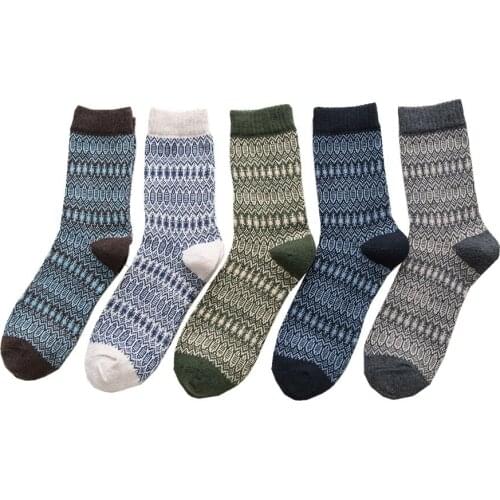 National Style Winter Wool Warm Thickened Double-way Small Oval Socks For Men