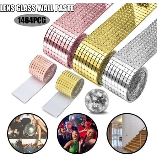 1 Roll Self-adhesive Mosaic Wall Stickers Mini Square Mirrors Mosaic Tiles For DIY Hand Crafts Home Festival Party Decoration