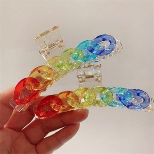1PC Women Hair Claws Rainbow Hair Clamps Big Crab Clips Mermaid Color Hairpins Ponytail Holder Bun Headdress Styling Accessories
