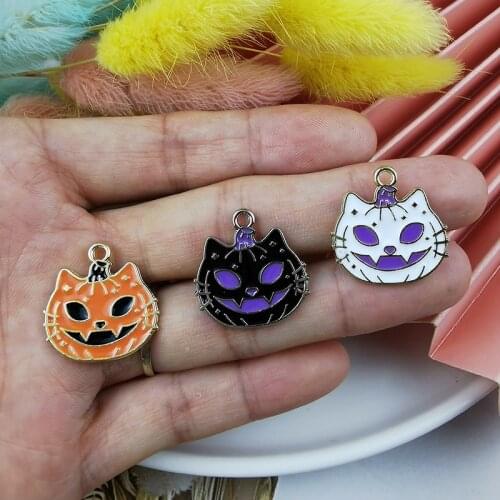 10Pcs Demon Pumpkin Enamel Charms Oil Drop Halloween Pendant Fit Jewelry Accessories Bracelet Necklace Decor DIY Alloy Dangle
