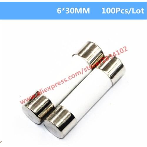 100 Pcs 6*30MM Ceramics Fuse Fast Blow 0.5A 1A 2A 3A 4A 5A-20A 6mm*30mm 250V Electrical Auto Fuse High Quality Protector