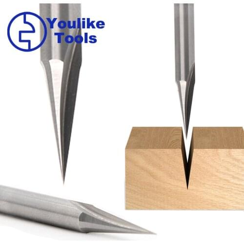 18° Zero Point V Groove Engraving Solid Carbide Router Bit CNC Engraving V Grooving Woodworking Tools Milling Cutters for Wood