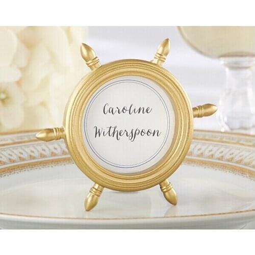 20pcs/lot Gold Ship Wheel Place Card Frame Wedding Favors and Gifts Party Favors baby shower wedding supplies Free shipping
