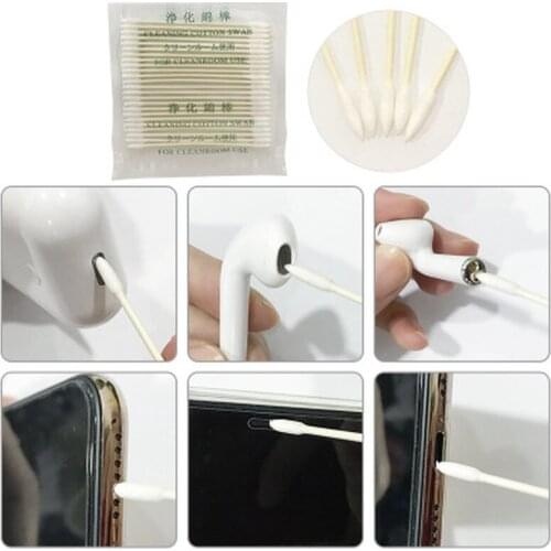 25PCS Cotton Disposable Swab For Airpod Case Cleaning Tool For AirPods Pro Earphone Iphone Charge Port For Airpods Cleaner