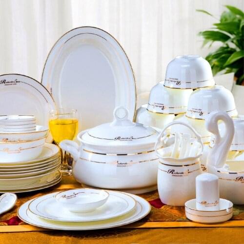 28pcs 56pcs 60pcs Bone China Dinnerware Set Ceramic Plates and Dishes Bowls Combination Tableware Ceramic