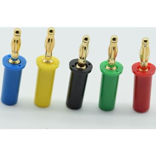 5pcs Pure copper gold plating 4 mm banana plug large current high voltage banana head connector terminal audio, horn