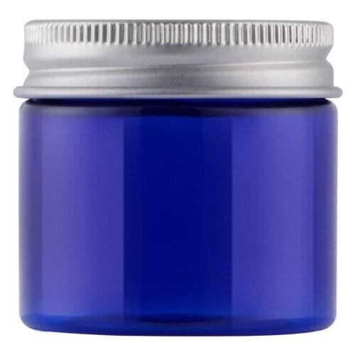 500PCS Clear Blue Plastic Cream Jar 30ml/30g Small Empty PET Bottle With Aluminum Screw Cap Cosmetic Packaging