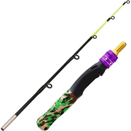 61cm Winter Fishing Shrimp Rod Camouflage Straight Handle Rod 2 Sections Telescopic Good Toughness Ice Fishing Rod Fish Pole