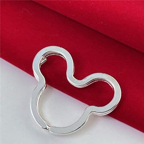925 Silver Keychain Circle Shape Simple Keychain Fashion Jewelry Gift