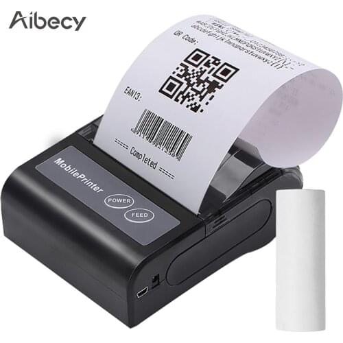 Aibecy Portable BT 80mm Thermal Receipt Printer Personal Mini Bill POS Mobile Printer with Rechargeable Battery Support ESC/POS