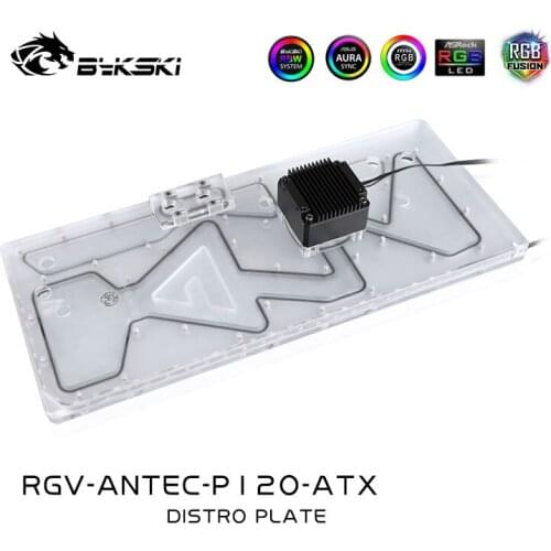 BYKSKI Acrylic Tank use for ANTEC P120 Computer Case / 3PIN 5V D-RGB / Combo DDC Pump Cool Water Channel Solution