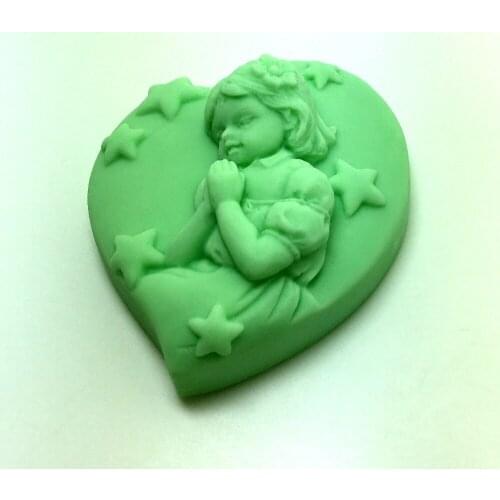 AM009 Prayer girl Heart shape silicone mold Handmade Soap Clay craft mold DIY decoration tools