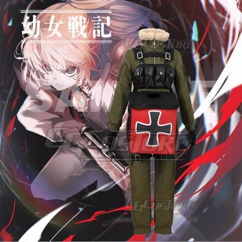 Anime Saga of Tanya the Evil Tanya Cosplay Costume Von Degurechaff Uniform Dresses Christmas Halloween Free shipping CG118